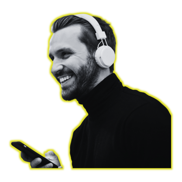 Person listening to audio course